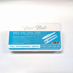 Vivid Nails Soft Gel Nail Tips, 550 pcs (Long Square)